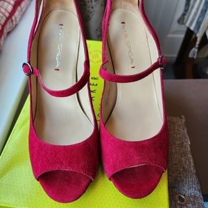 Via Spiga Women's Red Suede open toe Shoes, Size 7M